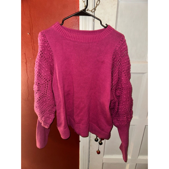 FATE Handknit Puff Sweater Pink Berry Large - Picture 7 of 10